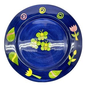 Laurie Gates Plate With Bees - Blue/Green
